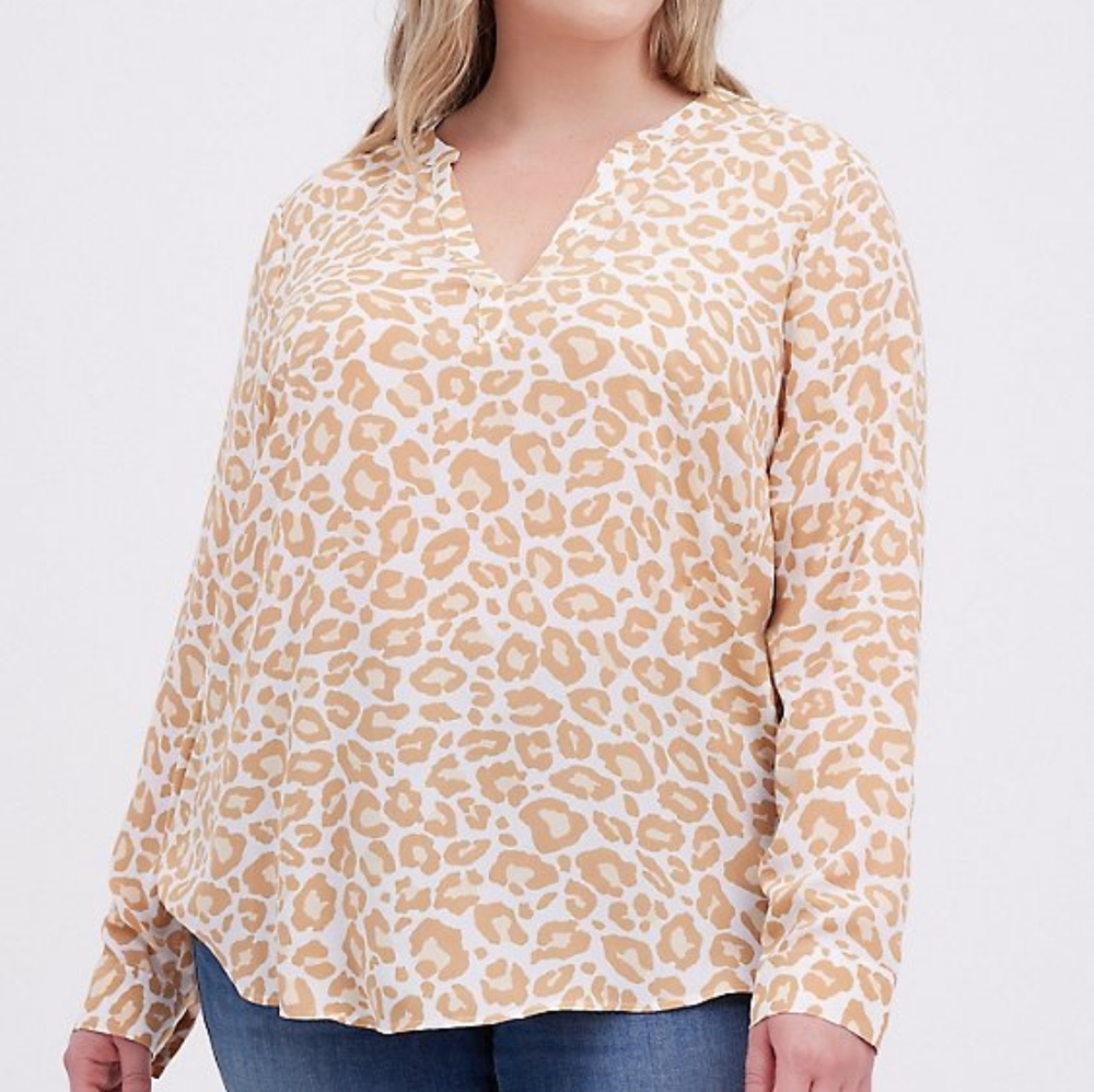 Torrid plus leopard animal print long sleeves v neck long sleeves top, 1…